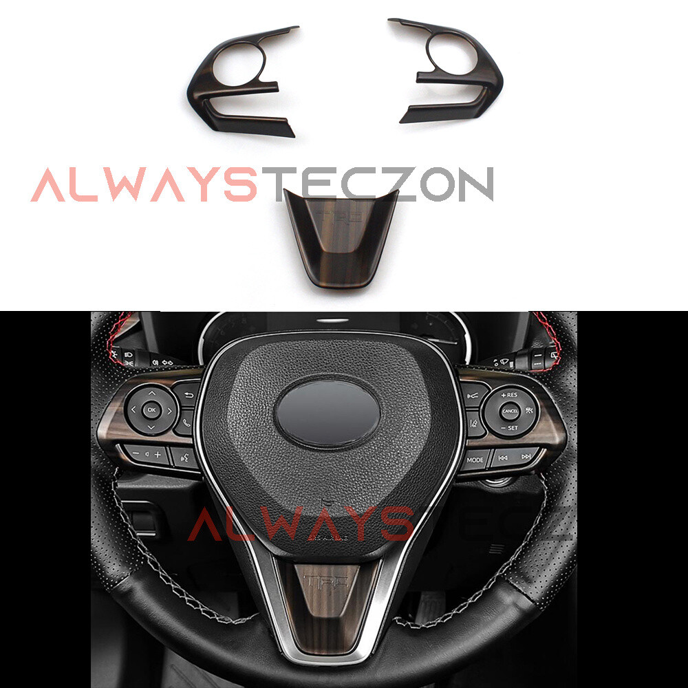 Wood Grain Steering Wheel Cover Trim Accessories For Toyota RAV4 2019 2020 2021