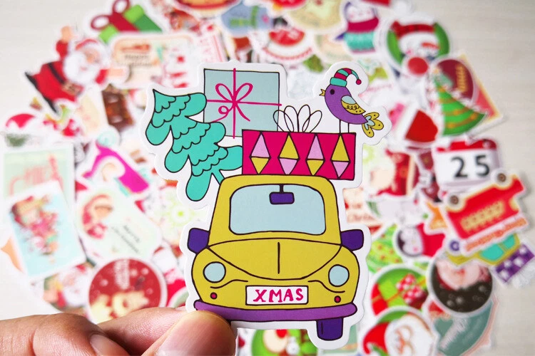 100 pcs Christmas Xmas Holiday Card Gift Wrap Seal Stickers Santa Claus Snowman - Image 4 of 4