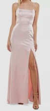 $119 B. Darlin Women Junior Pink Sleeveless Strappy SideSlit Gown Dress Sz 11/12