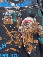 Vintage 90s Indian Outlaw AOP Native American Large Single Stitch Grunge Shirt