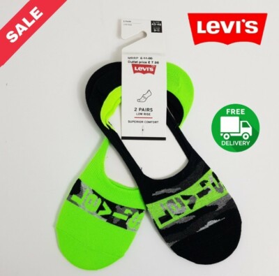 LEVIS SOCKEN 2 PAAR UNSICHTBARE NIEDRIGE LEIBHÖHE HERVORRAGENDER KOMFORT SCHWARZ GRÜN TARNFARBEN UVP £11
