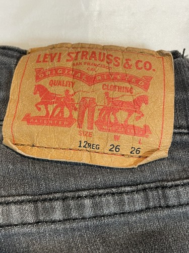 Levi's 541 Jeans Kid Stretch Size 12 26x26 Faded Black Gray Elastic Waist Boy's - Picture 5 of 8