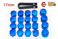 17mm Chrome Blue Nut Caps + 4x