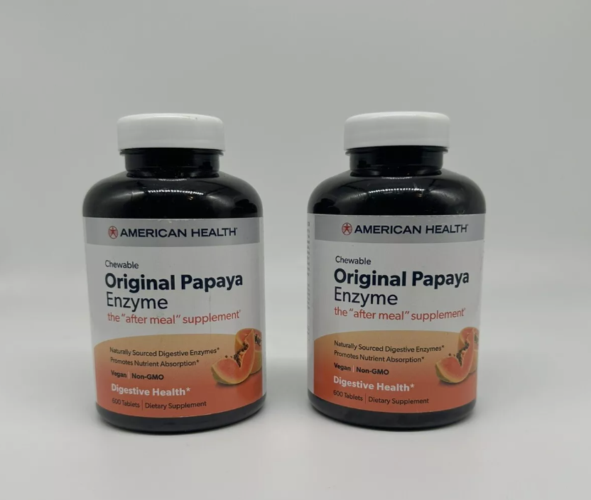 Lot Of 2 American Health Original Papaya Enzyme 600 Chewable Tablets Free Ship