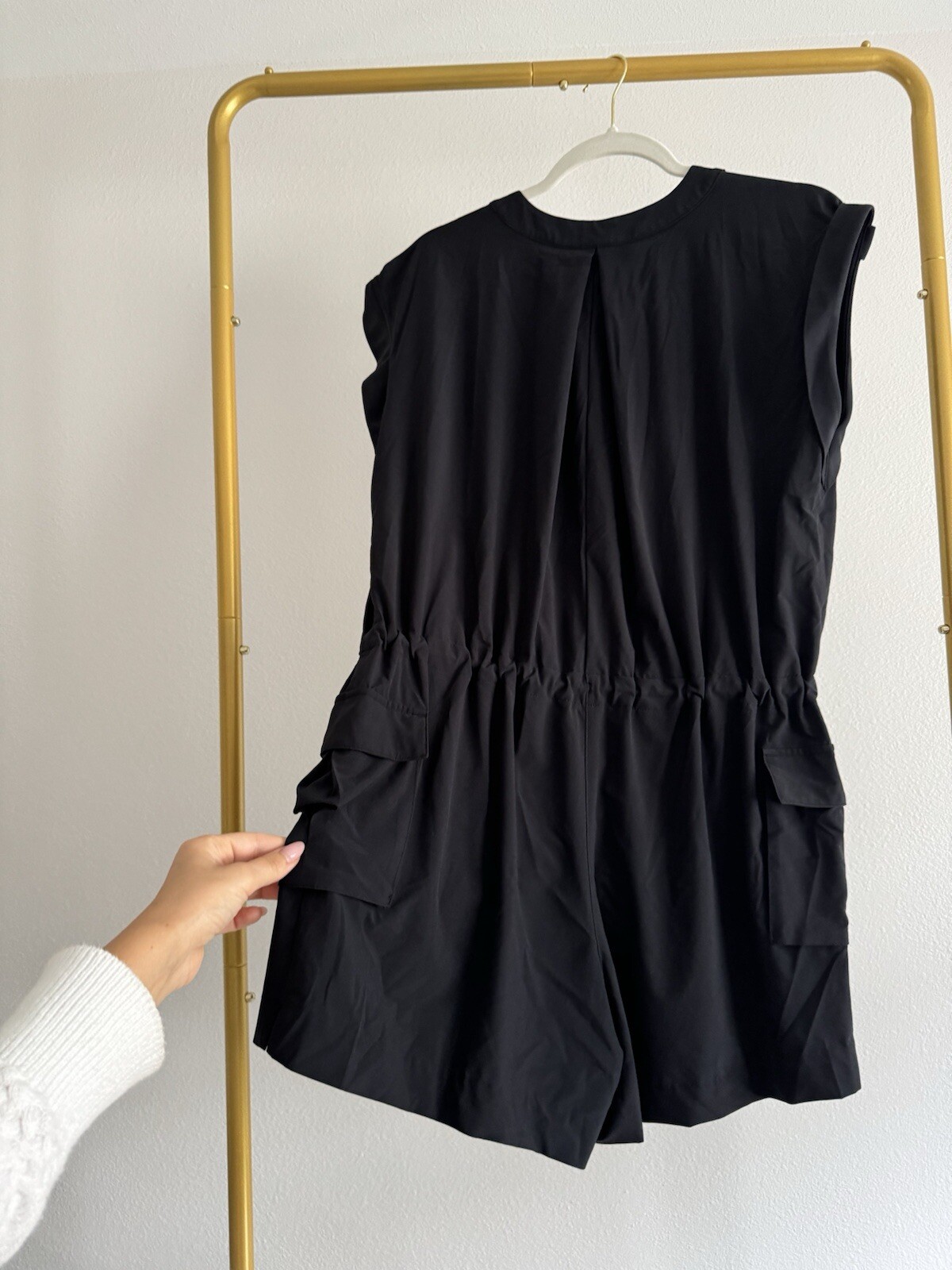 Athleta Sutton Black One piece Drawstring Romper … - image 3