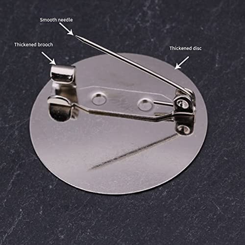 50PCS Flat Brooch Clasps Pin Back Metal Safety Pin Disk Base with Locking 1.5cm - Bild 4 von 5