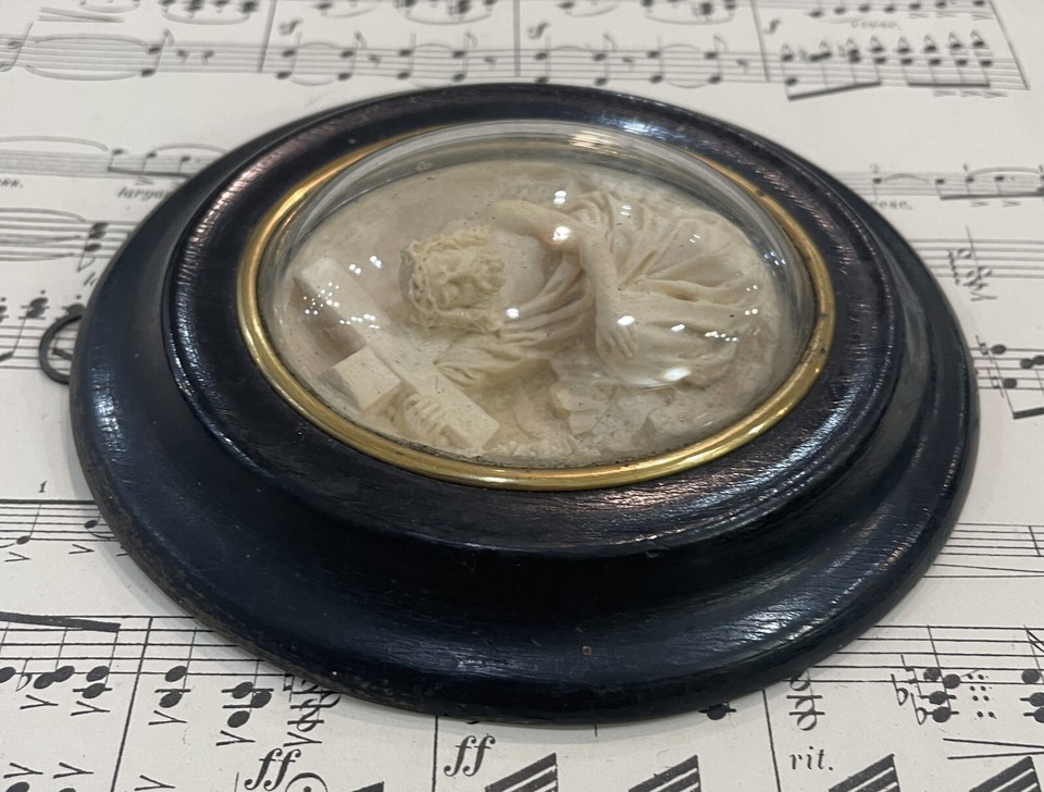 Antique French Carved Plaster Jesus Carrying Cross Domed Glass c1900 eBay