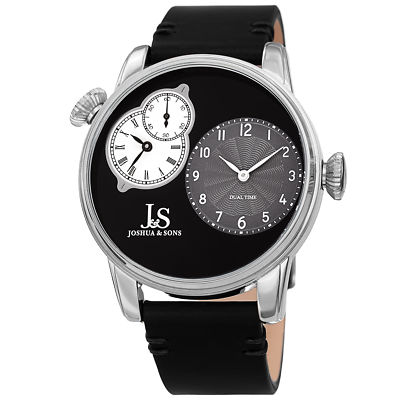 Men's Joshua & Sons Quartz Multifunction Dual Time Stiched Leather