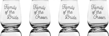 Set of 4 Stemless Wine Glasses 18 oz “Family of the Bride”&“Family of the Groom”