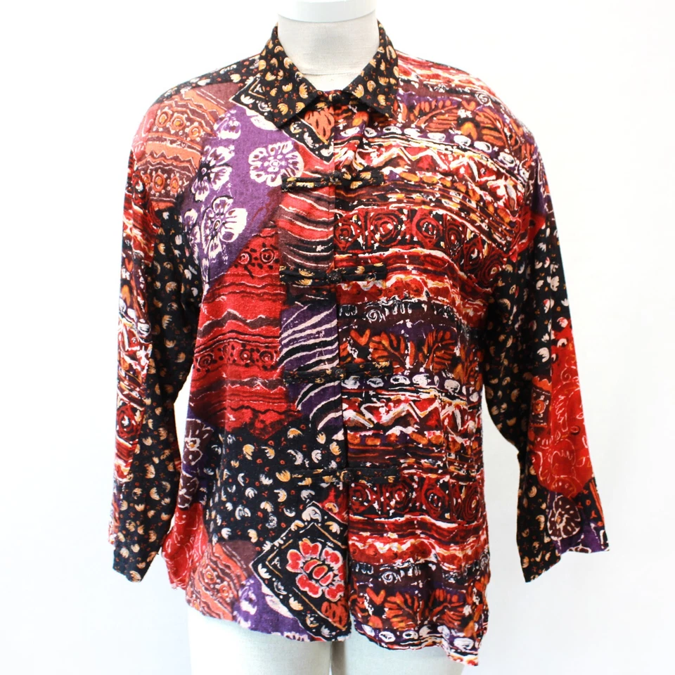 Camisa Blusa Carole Little Sport Vintage 100% Seda Floral Cuello Talla 8 Foto 2 de 4