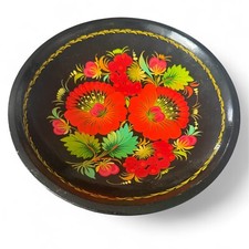 Coupe / assiette creuse en bois laqué peint – Kokhloma – artisanat russe