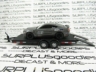Greenlight LOOSE Track Day: Gray 2016 FORD MUSTANG SHELBY GT350 w/Car Trailer