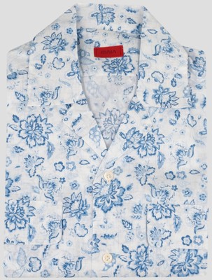 Isaia Light Blue White Cotton Shirt IDCA71 Man