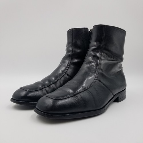 Stivali vintage Mason O'Sullivan Beatle da uomo larghi 9,5 E in pelle nera con zip laterale USA