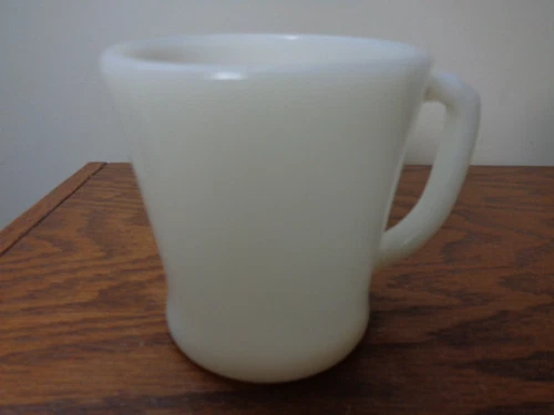 Vintage Fire King Ivory White  D HANDLE MUG  Oven Ware Glass Coffee Mug