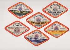 6 Different Vintage 1920s Appetone Soda Bottle Labels Sarsaparilla Whitman MA.