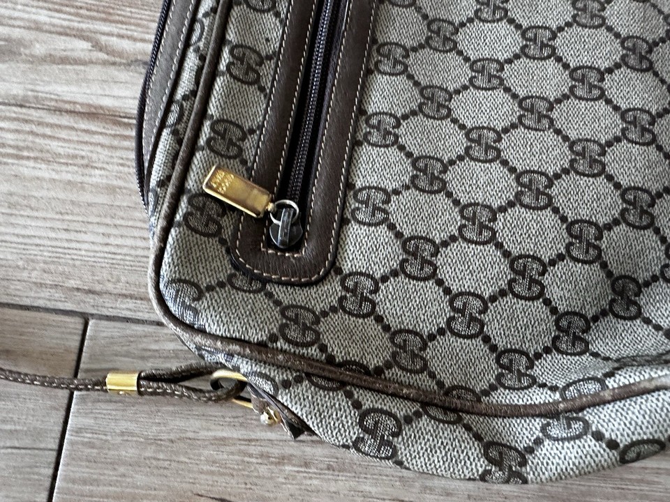 Gucci Vintage Tan Monogrammed Small Shoulder Bag eBay