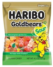 Haribo Goldbears Gummi Candy, Sour, 4.5 oz [1-Bag]
