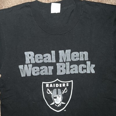 Vtg 90s Los Angeles Raiders Real Men Wear Black T Shirt Small
