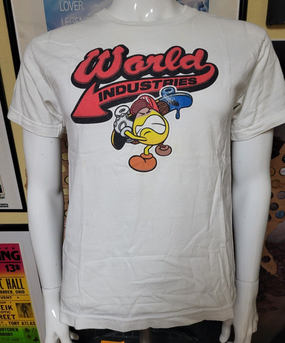 VTG 90s World Industries Skateboards Flameboy Devil Man T Shirt