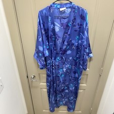 Vintage Expressions by California Dynasty Floral Silky Long Robe Nightgown Sz L