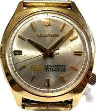 Vtg Bulova Accutron Tuning Fork Wristwatch # 2180 Gold Plated Case Sweep Second