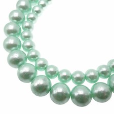 Teal Green Glass Pearl Smooth Round Beads Size 11mm 16mm 15.5" Strand