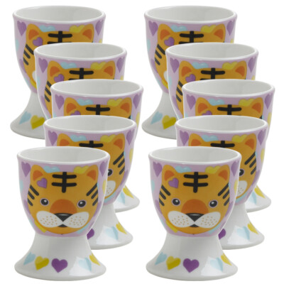 10er SET Eierbecher TIGER / Maxwell & Williams / Tickle Critters / White Basi...