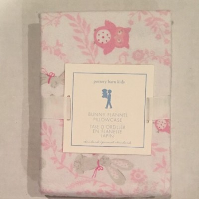 Pottery Barn Kids Girl Pink Bunny Owl Flannel Cotton Standard