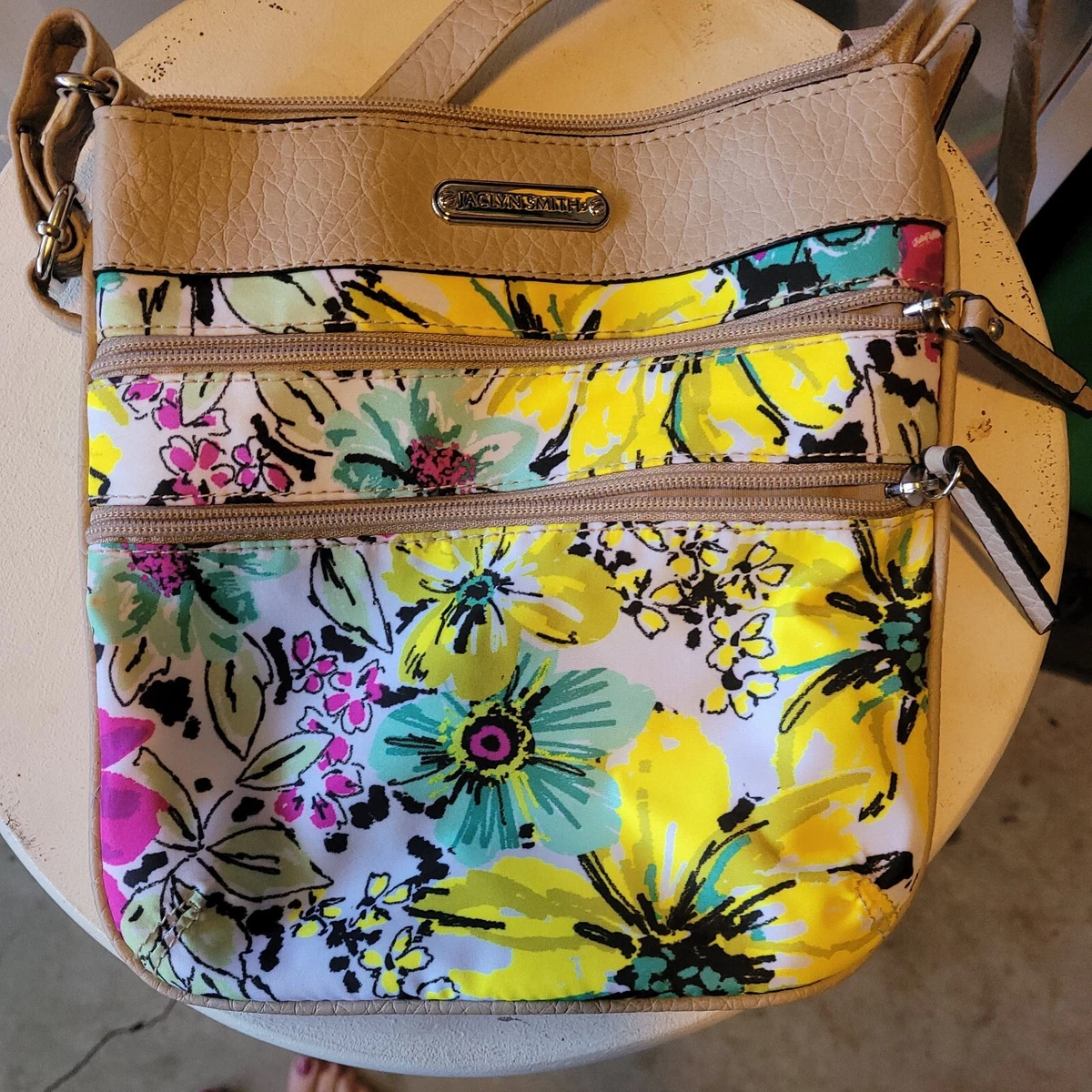 JACLYN SMITH colorful floral crossbody bag 8.75 wide x 9.25 high NWOT
