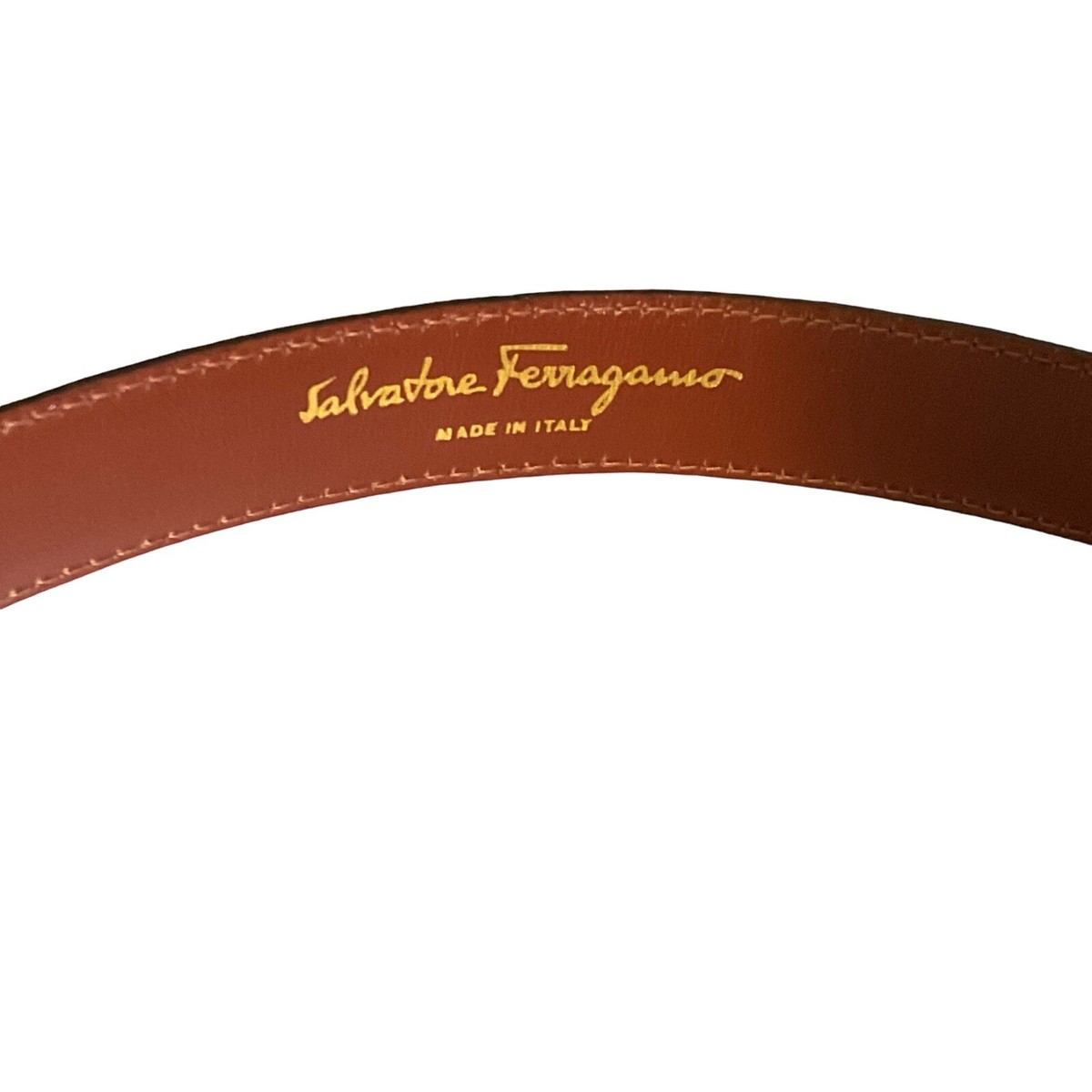 Ferragamo solid front gold and Brown Leather Belt FERRAGAMO - Reversible leather belt brown - The Corner main image 2