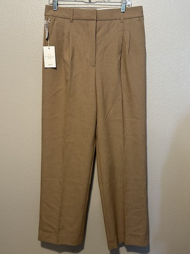 NWT ARITZIA The Effortless Pant (RE) Essential sz.12 Gold Camel Pleated Relaxed - Picture 5 of 13
