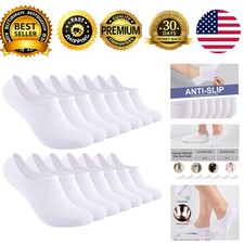7 Pack Low Cut Anti-Slip Invisible Cotton Ankle Socks Non-Slip Grip