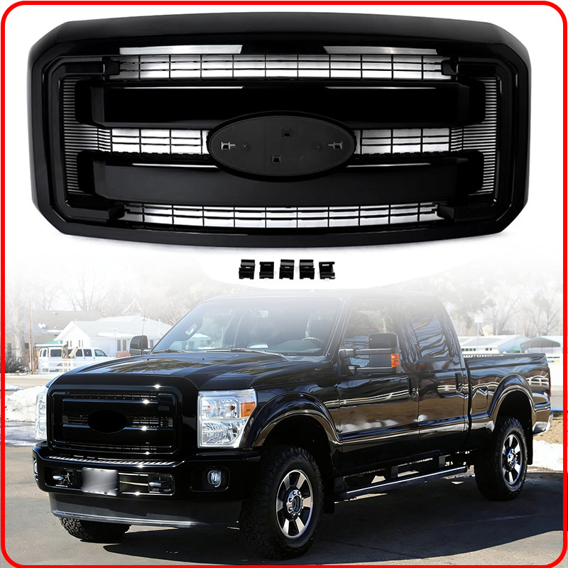 Gloss Black Front Grille Assembly For 2011-2016 Ford F250 F350 F450 Super Duty