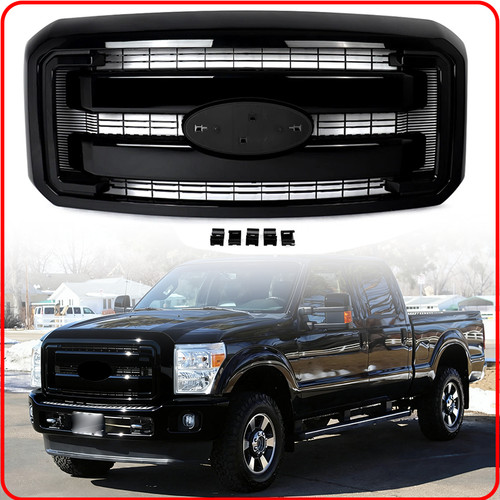 Gloss Black Front Grille Assembly For 2011-2016 Ford F250 F350 F450 Super Duty