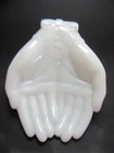 VTG AVON WHITE MILK GLASS VICTORIAN HANDS SOAP TRINKET DISH JEWELRY HOLDER