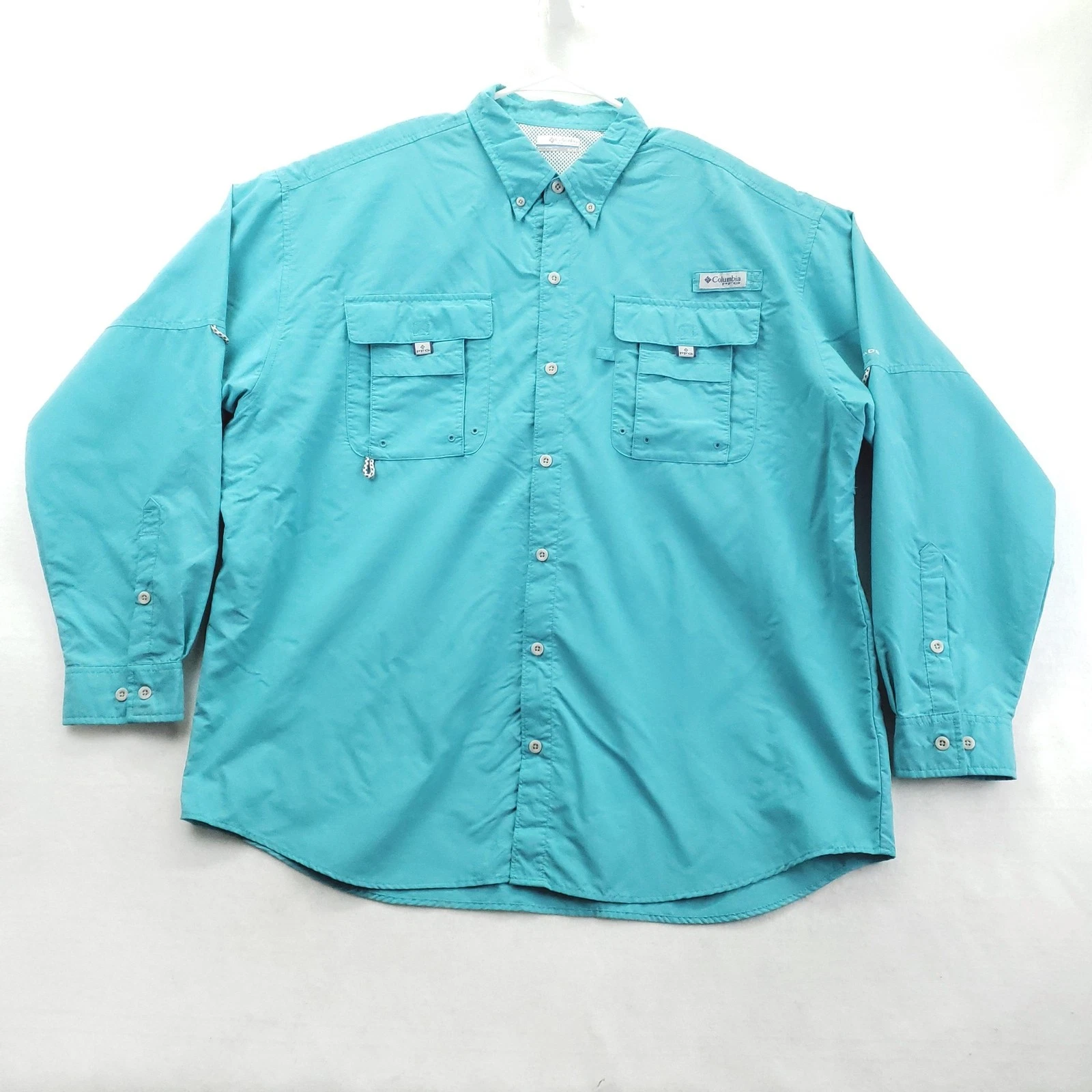 Columbia PFG Shirt Mens XL Blue Button Long Sleeve Omni-Shade Vented Fishing