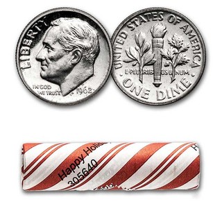Happy Holidays 90% Silver Coins $5 Face Value Roll Dimes