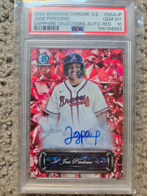 2024 Bowman Chrome Jose Perdomo Red Sapphire Selections Auto /5 Braves PSA 10
