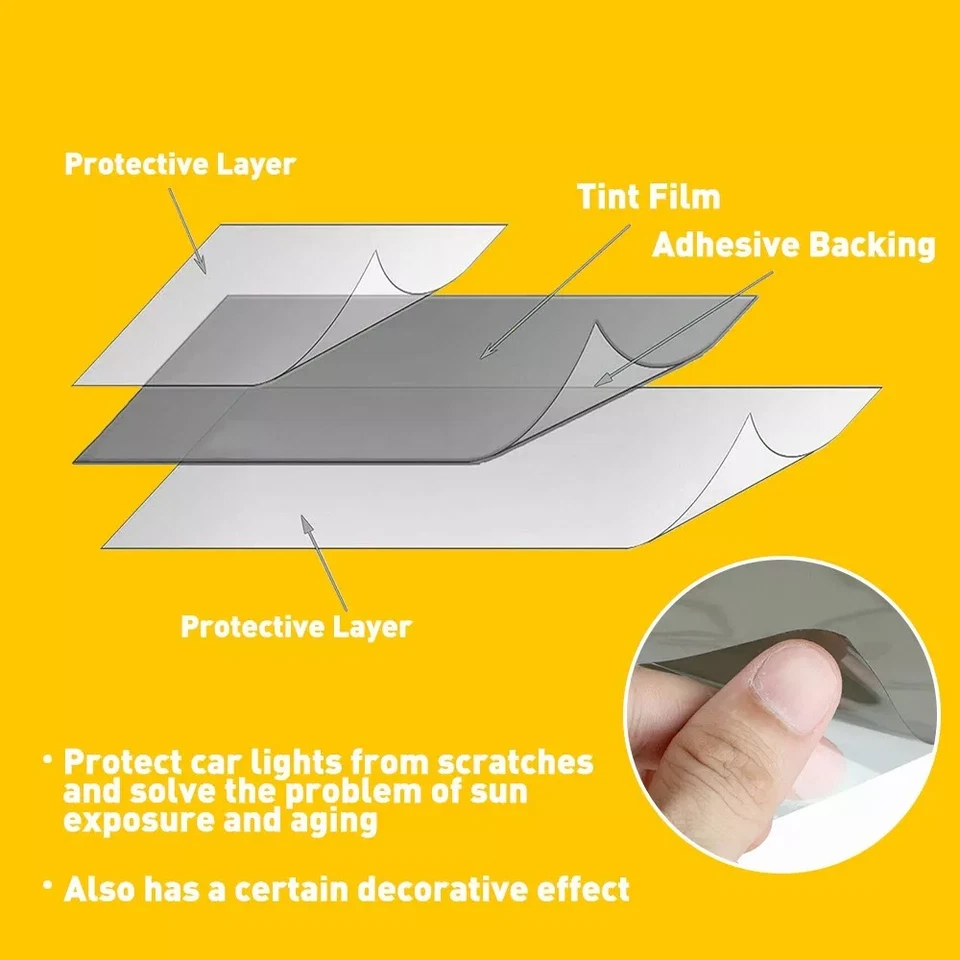 Protector de película de vinilo tinte automático de 1 pie * 2 pies para luz faro luz trasera lámpara antiniebla Foto 2 de 4