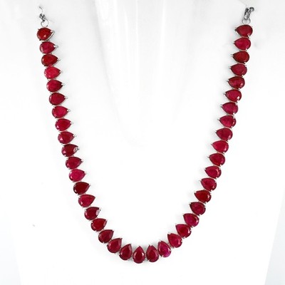 Rubin Edelstein Designer Tennis Kette Halskette - Gratis Diamant Ohrstecker - Video