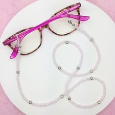 Valentine's Day Eyeglass Chain, Pink Heart Necklace, Glasses Holder, Eyewear