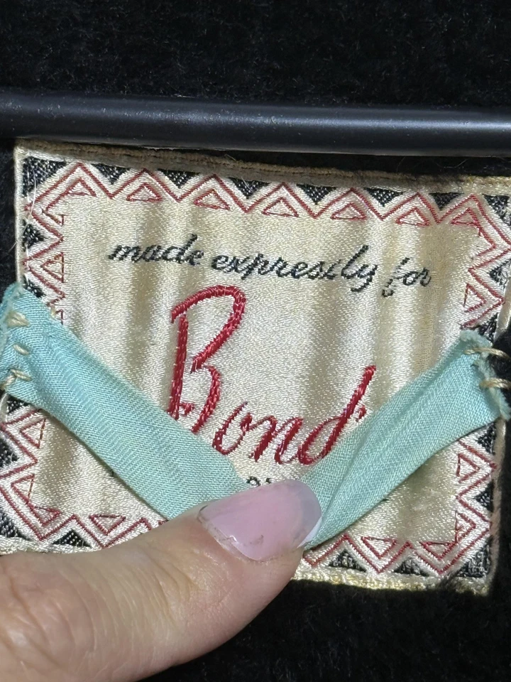 Vintage Bonds Fifth Avenue Coat Mens 42S Black Car Coat Raglan Faux Fur 60s - Image 2 of 4