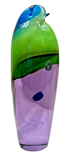Murano Sommerso Exotic Glass Bird by Antonio Da Ros (1960s) H: 10"