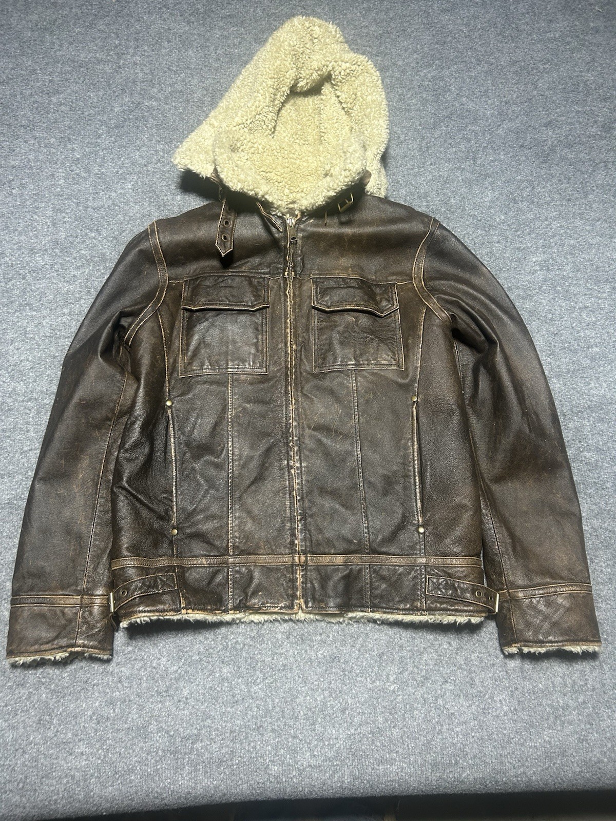 Vtg Wilson’s WWII Style Leather B-3 Bomber Aviator Jacket Sherpa Mens Size M