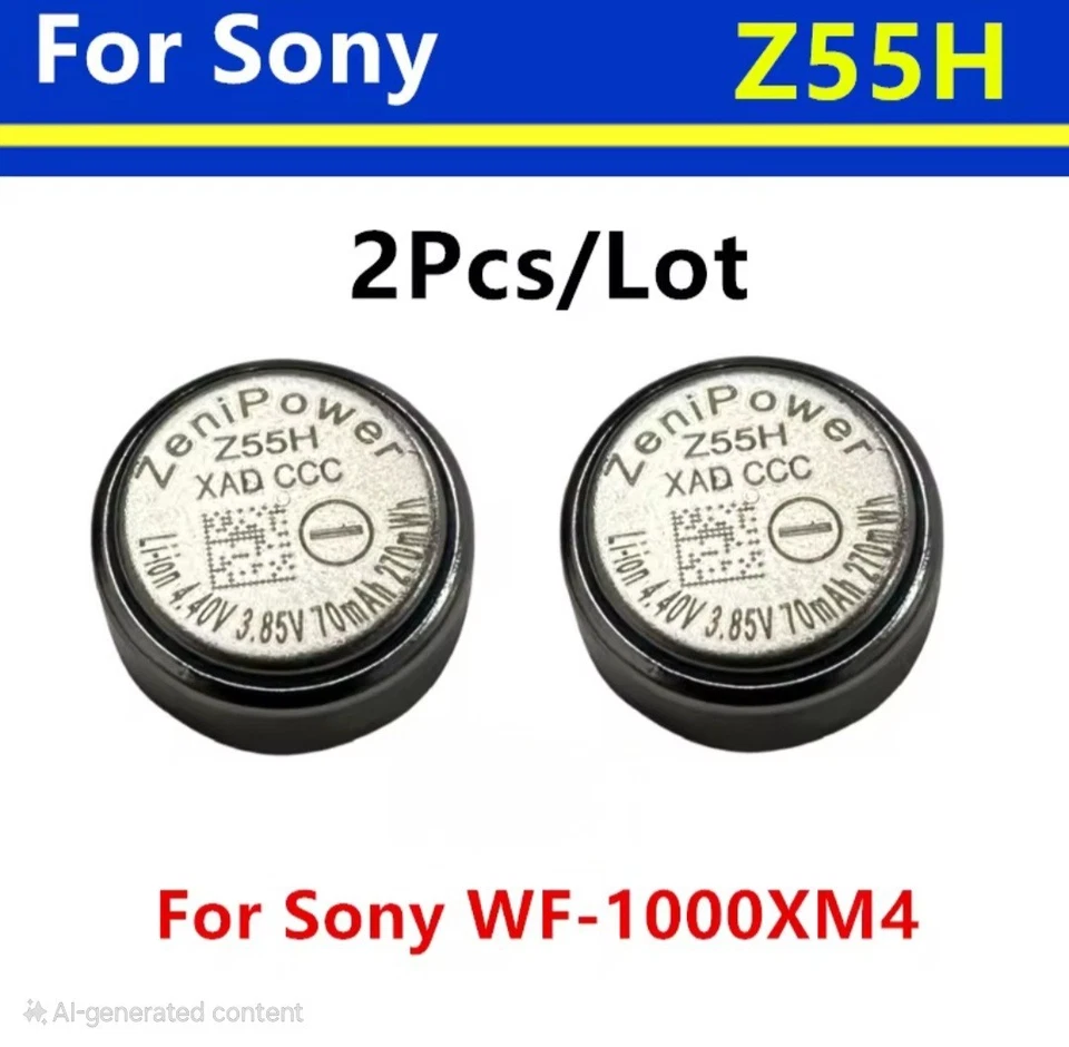 2 Pcs ZeniPower Z55H - Earbud Replacement Battery for Sony WF-1000XM4 - Image 1 of 1
