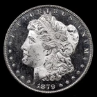 • CAMEO ULTRA DMPL OBV, CAMEO PL REV • GEM BU • 1879-S MORGAN $1 SILVER DOLLAR