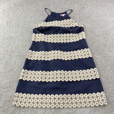 Lilly Pulitzer Navy Gold Eyelet Halter Dress Style 11561 Size 6 Party Formal