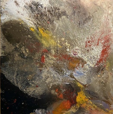 Großes modernes abstraktes Acryl Strukturgemälde auf 90 x 90 cm Leinwand