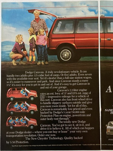 1984 Dodge Caravan Two Page Print Ad Revolution - Picture 3 of 4